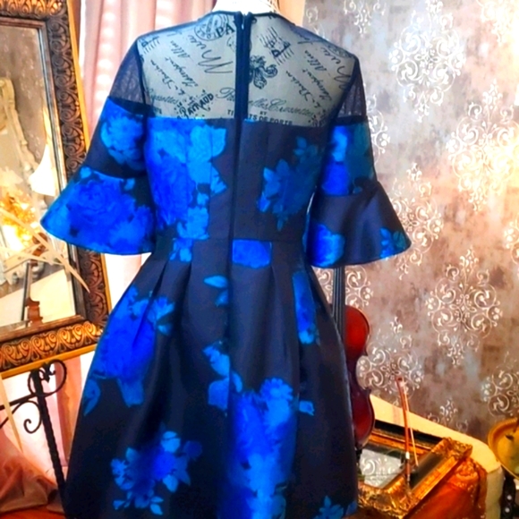 Floral, Sheer, Bell Sleeveless, Dress - Picture 10 of 13